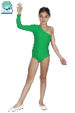 BODY DANZA IN LYCRA MONOSPALLA MANICA LUNGA VERDE BAMBINA